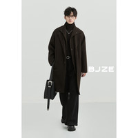 伯爵卓尔假两件全羊毛双面呢大衣男100%中长款外套2024秋冬 P441873 漆黑 XL 180