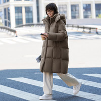 坦博尔 高充绒量303g中长款连帽鹅绒羽绒服