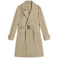 金利来【纯棉】秋冬风衣男时尚简约经典长款翻领商务休闲外套 69浅卡其 M 170/88A 120-130斤