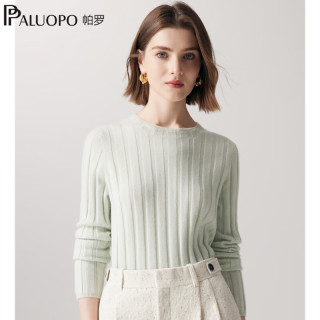 帕罗 提花纯羊绒衫女装秋冬纯色保暖针