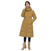 鸭鸭（YAYA）羽绒服女长款过膝2025冬季时尚气质收腰连帽加厚保暖外套XB 黑色 S (155)