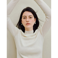 茵曼（INMAN）高领100%羊毛衫2025秋季女装毛衣百搭显瘦打底针织衫 米杏色-W18538192 L