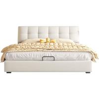 移动端、京东百亿补贴：中派 床 双人床现代简约真皮床主卧室家具实木婚床松木框架 真皮床 1.5*2.0框架床