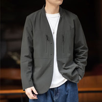MADEN 马登 美式休闲无领西装外套男机能百搭夹克通勤免烫西服上衣 深灰色