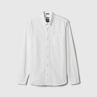 Gap男装2025春季常规舒适长袖衬衫基础款休闲上衣美版619568 白色 XS 美码 S亚洲码175/88A