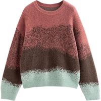 初语粉霞漫波渐变毛衣女2024冬季圆领宽松套头毛针织衫上衣 粉霞漫波 S