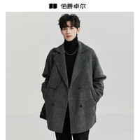 伯爵卓尔全羊毛大衣男士一手长2025秋冬季通勤双面呢男装外套 P341680 高级灰 L (175)