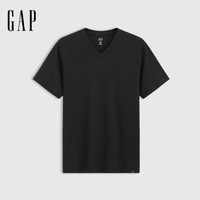 Gap 盖璞 男女装2025夏季新款素色V领吸湿速干常规短袖T恤基础款727930 黑色 M (170/92A) 亚洲尺码