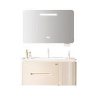 顾家家居浴室柜奶油风陶瓷一体盆卫生间洗脸洗手池盆柜组合洗漱台6895 80cm普通（奶油风丨美妆收纳）