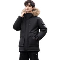 雪中飞 90绒加厚保暖 男士中长款连帽羽绒服