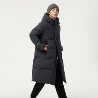 坦博尔 连帽羽绒服中长款 冬加厚保暖外套 青石灰