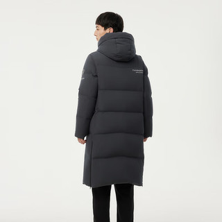 坦博尔连帽羽绒服男长款冬季运动加厚保暖外套TAF550735D 青石灰 L