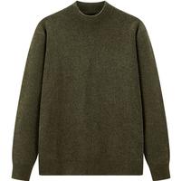 太平鸟男装毛衣冬季半高领针织衫双色雪尼尔亲肤绒打底衫潮 军绿色 第一批 M