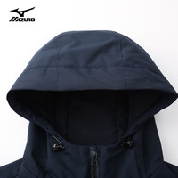 Mizuno美津浓户外夹克男秋冬加绒外套防风连帽纯色保暖茄克 (抓绒款)