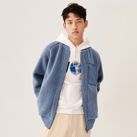 网易严选 520g摇粒绒棒球服夹克秋冬户外通勤运动休闲百搭外套潮夹 男式-灰蓝色 XL