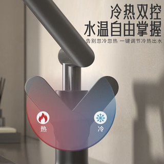 松鲸厨房水龙头洗脸盆不锈钢旋转机械臂卫生间浴室招财猫冷热面盆龙头 亮银【2档】冷热龙头+70CM软管