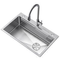 万和水槽大单槽厨房洗菜盆304不锈钢加厚一体盆蜂窝压纹防刮洗碗槽