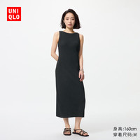 优衣库女装针织Bra连衣裙无袖裙子气质收腰25秋冬新款480636 09 黑色 L /160/88