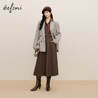 伊芙丽（eifini）【轻奢系列】伊芙丽老钱风高级感羊毛英伦休闲西装外套女 浅卡其 155/80A/S
