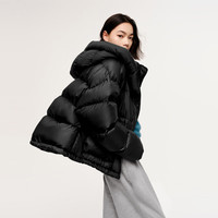 伊芙丽（eifini）蒋欣代言【棉花糖系列】工装风轻量感休闲短款羽绒服女秋装 黑色  L 165/88A