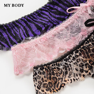 MY BODY 蕾丝开裆丁字裤 斑马 XL 女士内裤