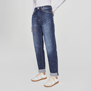 Lee 411舒适高腰小直脚复古蓝色女牛仔裤