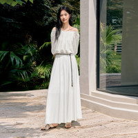 伊芙丽(eifini)蒋欣代言波点绣花一字肩衬衫小上衣女2025百搭显瘦上衣 本白色 L 115-130斤