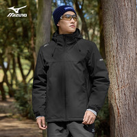 美津浓 户外棉服男秋冬夹克外套连帽棉袄防风保暖登山棉衣 黑色   XL