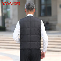鸭鸭（YAYA）羽绒马甲男短款轻薄保暖中老年冬季休闲鸭绒背心男 黑色 2XL 185 (150-165斤)