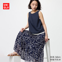 优衣库女装雪纺长裙/层叠半身裙裙子偏短款480811 69 藏青色 M /160/68A