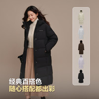 波司登25羽绒服女长款90绒通勤时尚休闲连帽冬季保暖外套B250245166 黑色8056 S 160/84A 体重约100-110斤