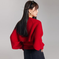 帕罗2025秋冬新款宽松纯羊绒开衫毛衣外套女坑条提花披肩款针织衫 160/100