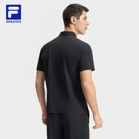 FILA 大满贯POLO|斐乐男装针织POLO2025夏网球运动抗菌短袖 深黑-BK XL 180/100A/XL