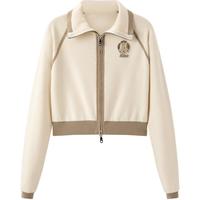 太平鸟女装秋季插肩袖线开衫A1EDD3403 米白 S