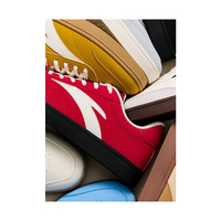 安踏活力丨经典薄底低帮板鞋男鞋2025秋季简约滑板运动鞋 象牙白/碧城蓝-3 44