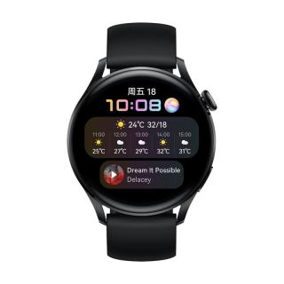 华为 WATCH 3 活力款 eSIM智能手表 46.2mm 黑色不锈钢表壳 黑色橡胶表带（GPS、血氧）