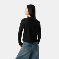 Gap女装2025春季新款罗纹弹力长袖T恤修身内搭中短款上衣730205