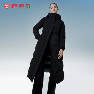 坦博尔小个子加厚鹅绒羽绒服女收腰长款极寒冬天保暖外套TBF550890D 能量黑 2XL (180)