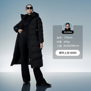 坦博尔小个子加厚鹅绒羽绒服女收腰长款极寒冬天保暖外套TBF550890D 能量黑 2XL (180)