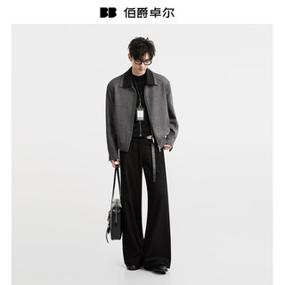伯爵卓尔 B531404 双拉链假两件夹克 月夜黑 M(170)
