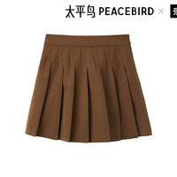 太平鸟女装半身裙秋冬短裙百褶裙子学院风质感休闲百搭 棕色 M