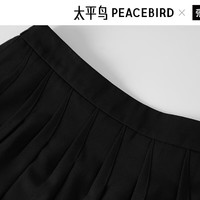 太平鸟女装半身裙秋冬短裙百褶裙子学院风质感休闲百搭 黑色 M