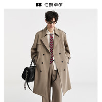 伯爵卓尔【发热&抗皱】英伦长款通勤风衣外套男士2025秋装  D531061 月夜黑 2XL (185)