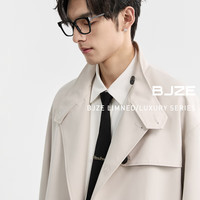 伯爵卓尔【经典英伦风】中长款双排扣风衣男装外套2025春季 D511062 月光灰 S