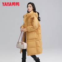鸭鸭(YAYA)羽绒服女2025冬季新款时尚收腰立领连帽长款保暖外套