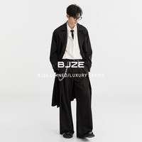 伯爵卓尔【发热&抗皱】高级定织双排扣通勤风衣男士长款外套2025秋装 黑色 【一代-易打理】 2XL