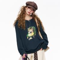 妖精的口袋 搭子卫衣2025秋季多巴胺萌宠印花圆领卫衣长款套头上衣女