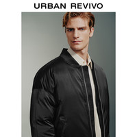 UR冬季男装美式复古百搭宽松棒球领棉服UMM140005 黑色 S