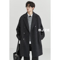 伯爵卓尔【清仓】双面呢羊毛大衣男中长款2024秋冬通勤呢子外套 森林黑 L (175)