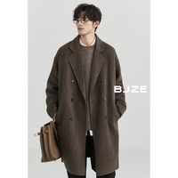 伯爵卓尔【清仓】双面呢羊毛大衣男中长款2024秋冬通勤呢子外套 山岩灰 2XL (185)